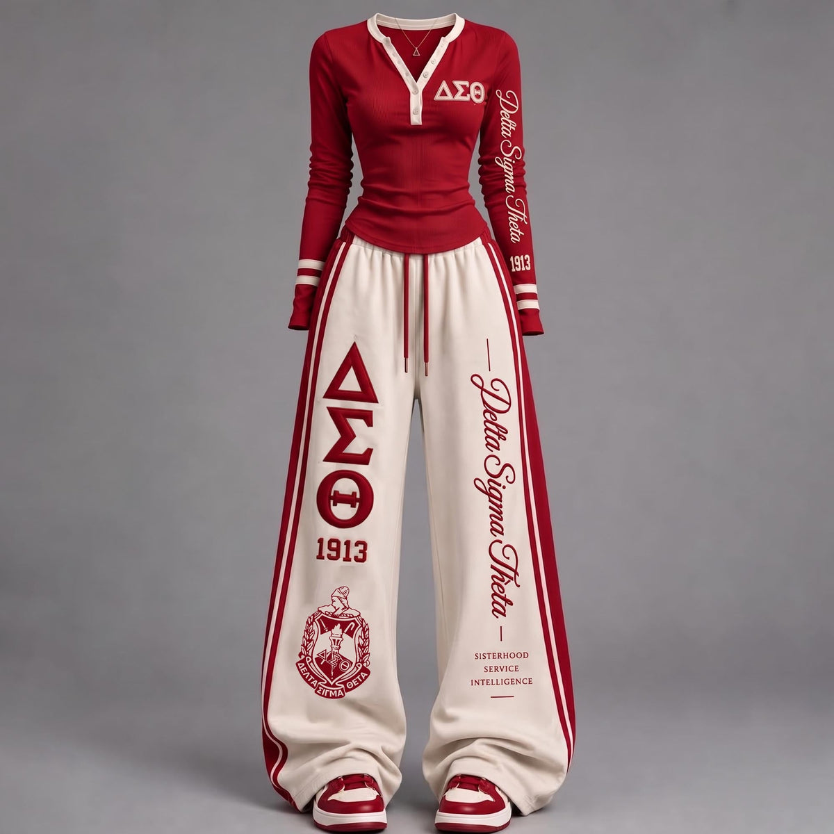 Varsity Chic Henley Two-Piece Set HCT APT DST 1809261