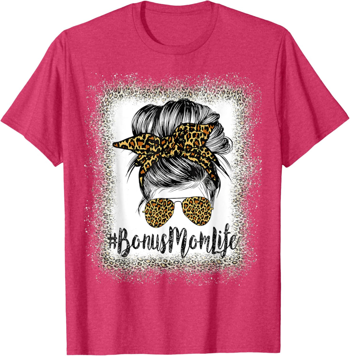 Bonus Mom Life Hair Bandana Glasses Leopard Mother's Day T