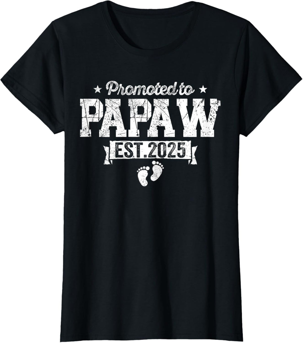 Retro Promoted To Papaw 2025 New Papaw First Father's Day T-Shirt, Small, Black