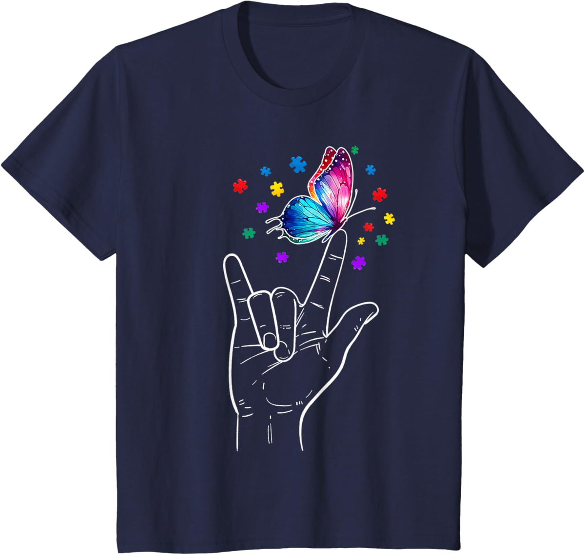 I Love You Hand Sign Language Butterfly Autism Awareness