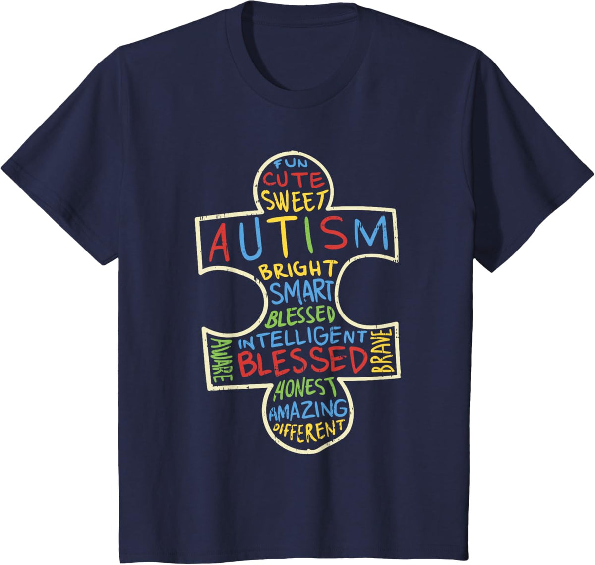 Autism Awareness Shirt Puzzle Piece Words Autistic Gift