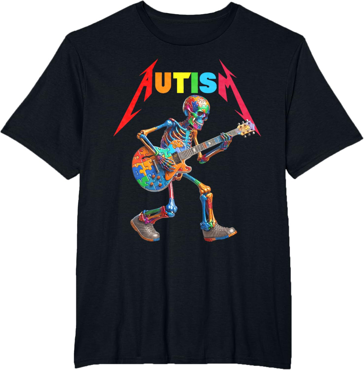 Autism Skeleton Guitar Rock Puzzle Music Autism Awareness