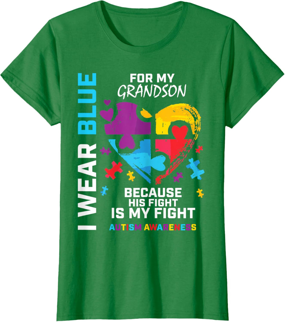 Grandma Grandpa I Wear Blue For My Grandson Autism Awareness