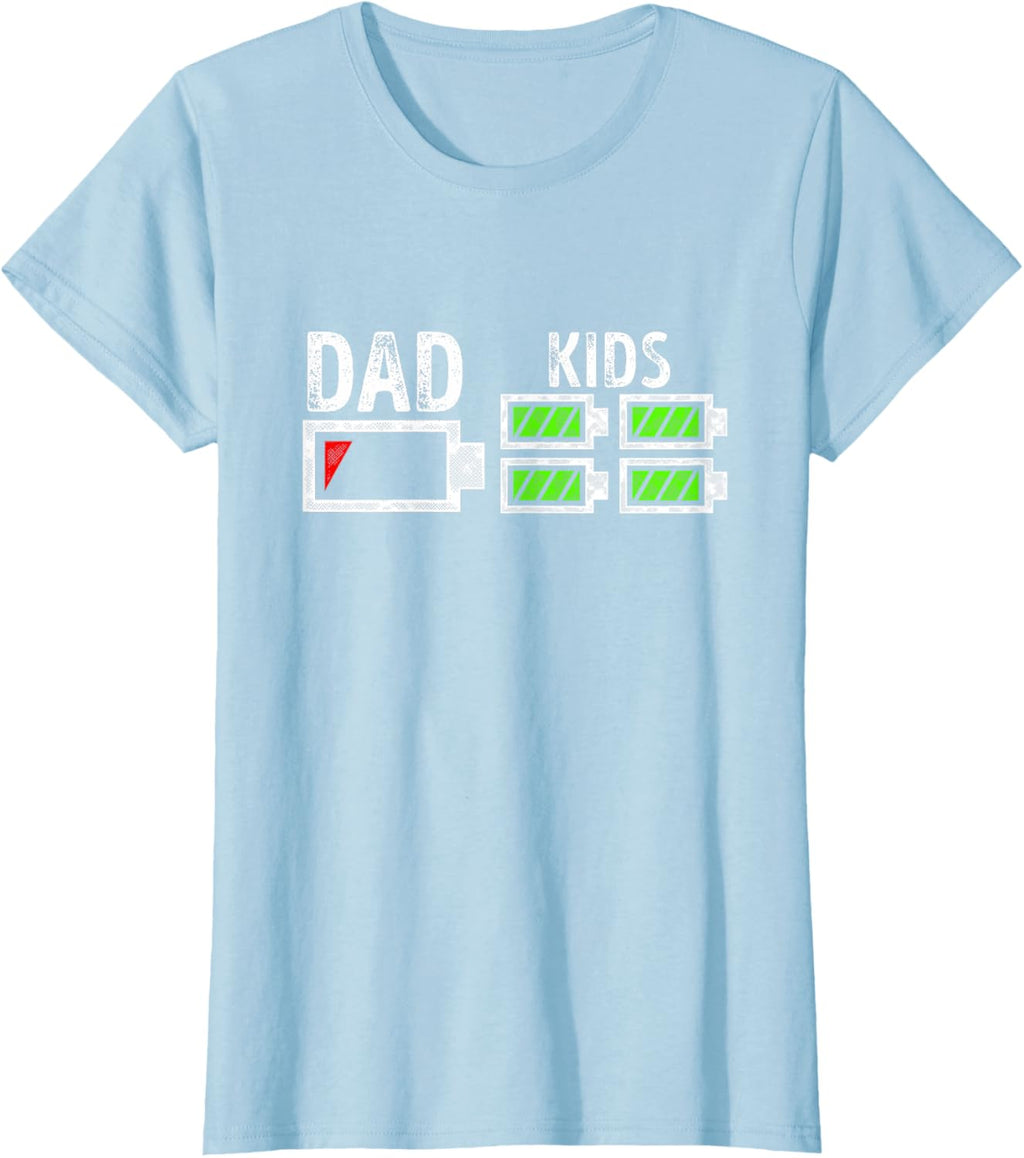Dad of Four Low Battery Funny Father of 4 Kids Dad