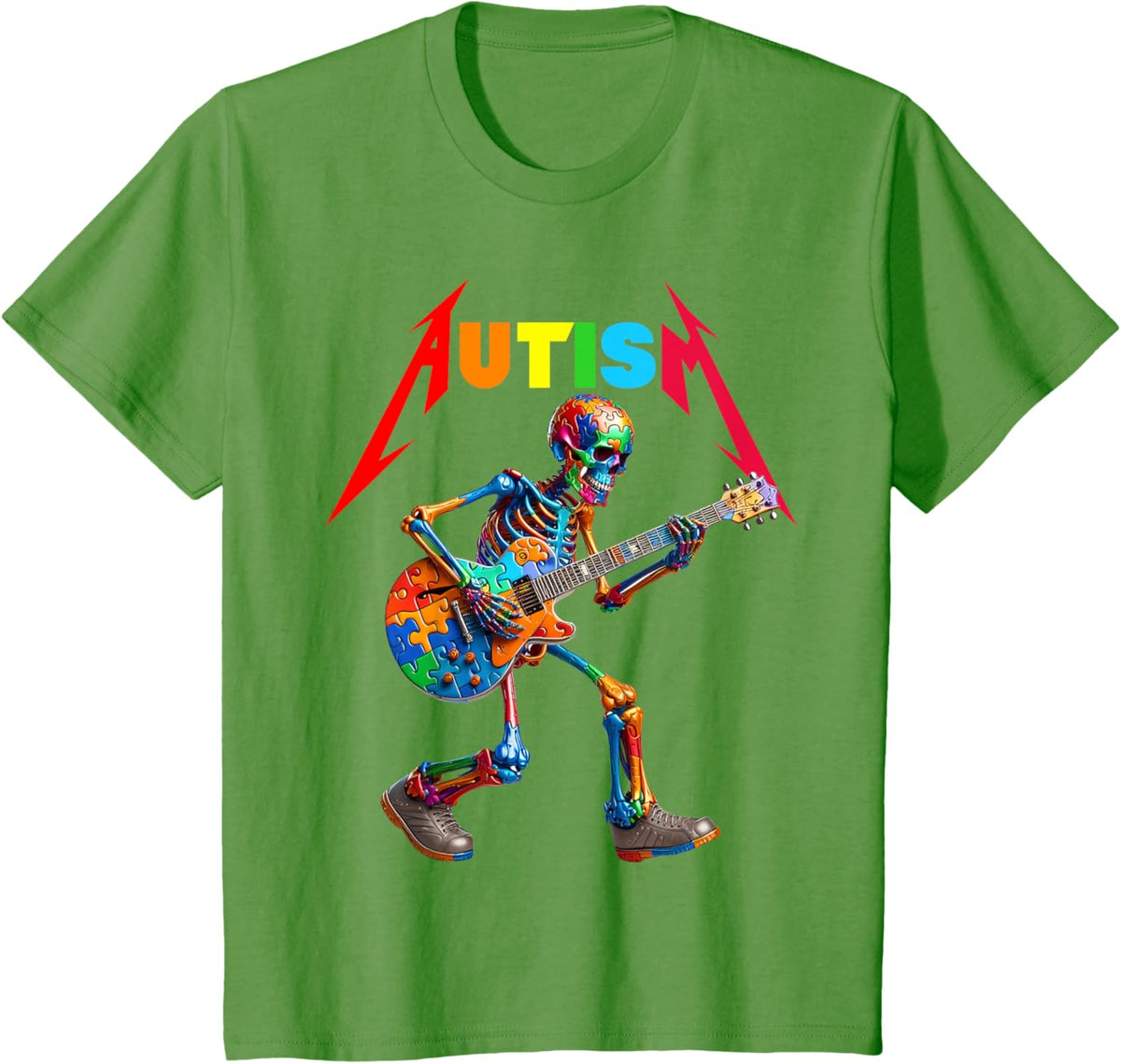 Autism Skeleton Guitar Rock Puzzle Music Autism Awareness