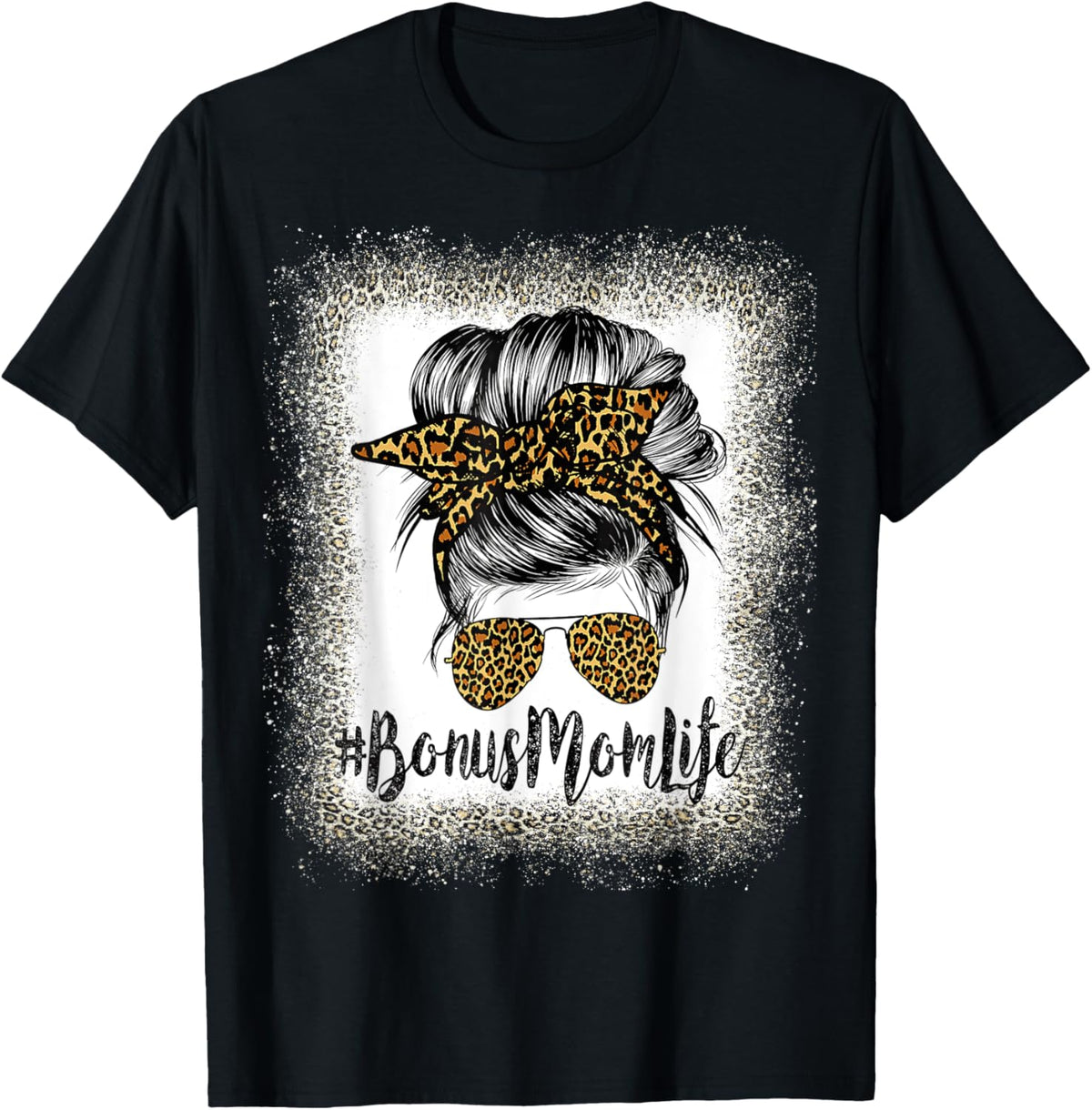 Bonus Mom Life Hair Bandana Glasses Leopard Mother's Day T