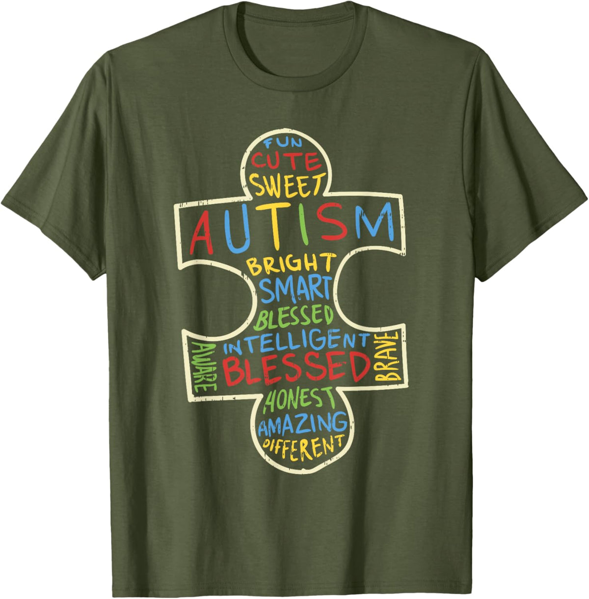 Autism Awareness Shirt Puzzle Piece Words Autistic Gift