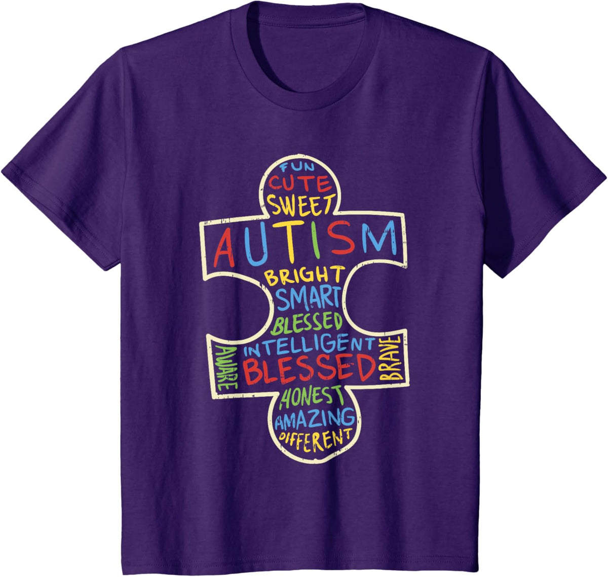 Autism Awareness Shirt Puzzle Piece Words Autistic Gift