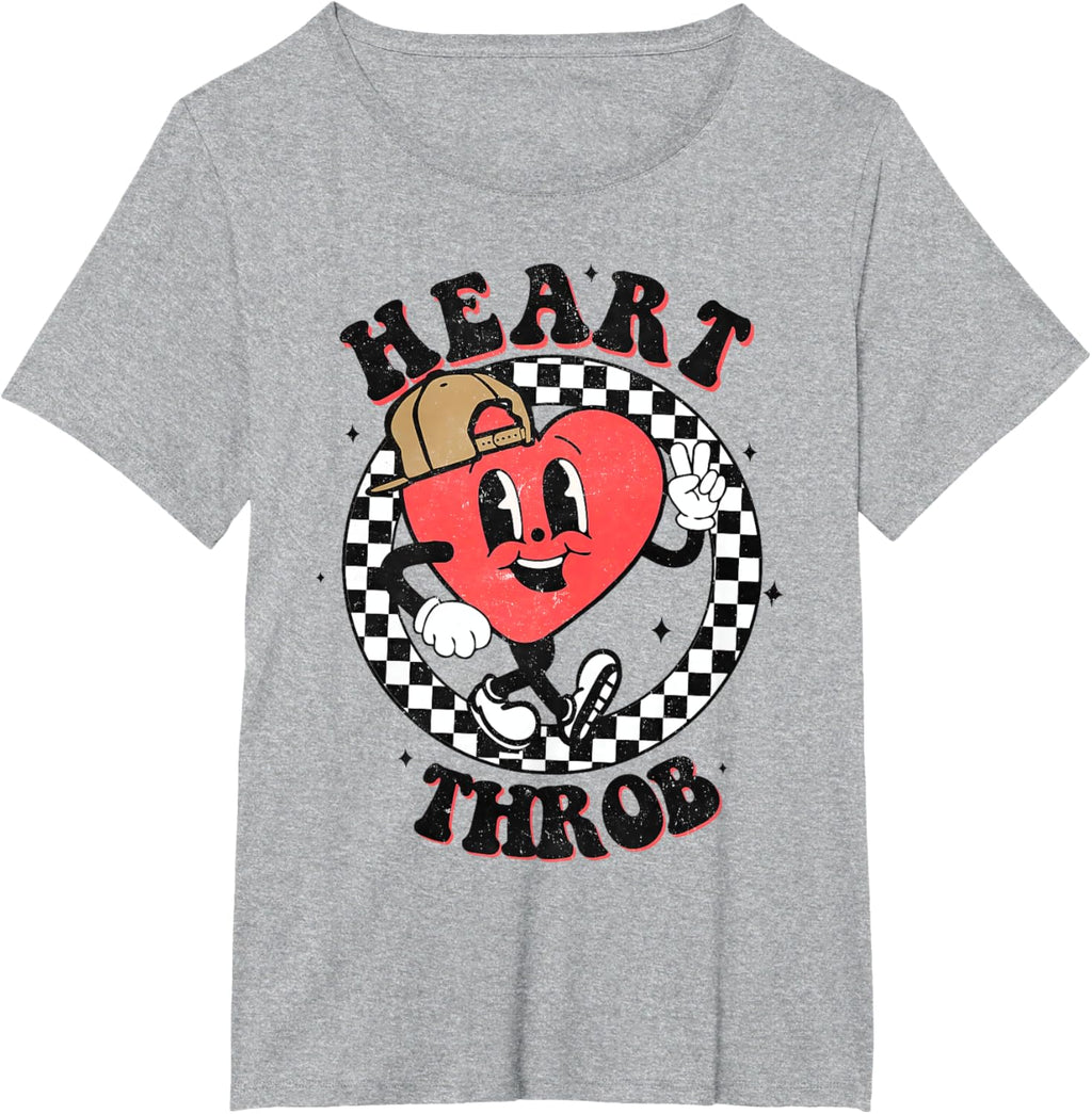 Retro Heart Throb Checkered Kid Preschool Boy Valentines Day
